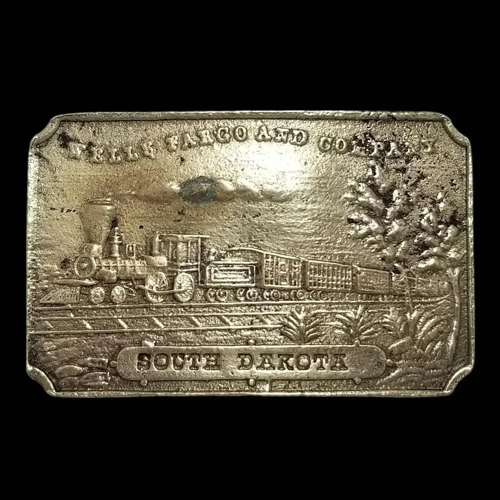 Vintage Belt Buckle Wells Fargo And Company South Dakota Steam Engine‎ Train